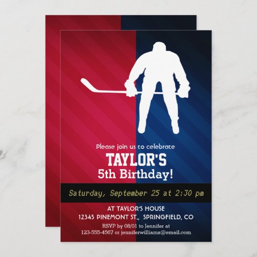 Hockeyspeler; Rood, Wit en Blauw Kaart (Voorkant / Achterkant)