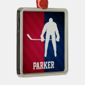 Hockeyspeler; Rood, Wit en Blauw Metalen Ornament (Rechts)
