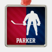 Hockeyspeler; Rood, Wit en Blauw Metalen Ornament (Voorkant)