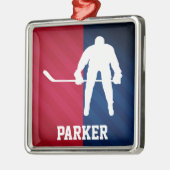 Hockeyspeler; Rood, Wit en Blauw Metalen Ornament (Links)