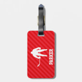 Hockeyspeler; Scarlet Red Stripes Bagagelabel (Achterkant verticaal)