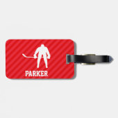 Hockeyspeler; Scarlet Red Stripes Bagagelabel (Achterkant horizontaal)
