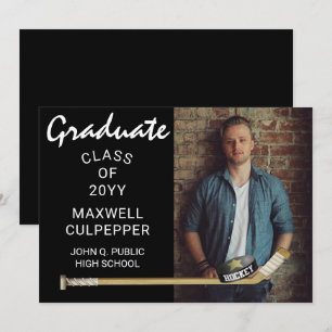 Hockeyspeler Sport Afstudeerfoto Aankondiging