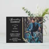 Hockeyspeler Sport Afstudeerfoto Aankondiging (Staand voorkant)