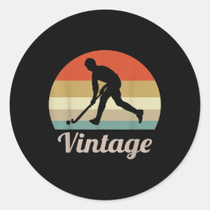 Hockeyspeler vintage retro stijl leuk sport ronde sticker