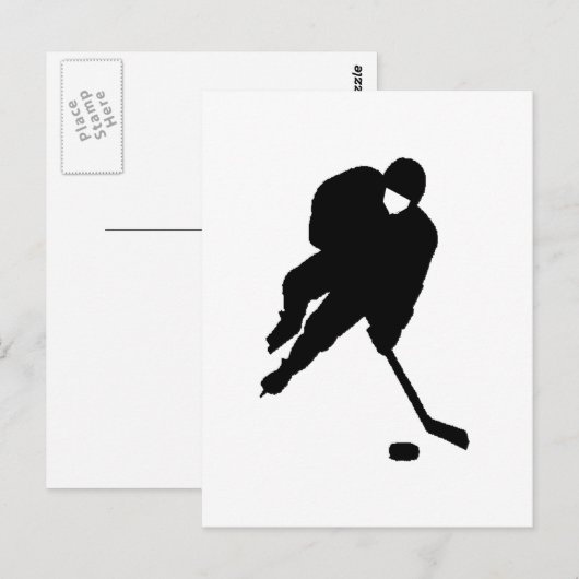 hockeyspeler zwart briefkaart (Voorkant / Achterkant)