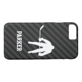 Hockeyspeler; Zwart & Donkergrijze strepen Case-Mate iPhone Case (Achterkant (Horizontaal))
