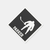 Hockeyspeler; Zwart & Donkergrijze strepen Servetten (Hoek)
