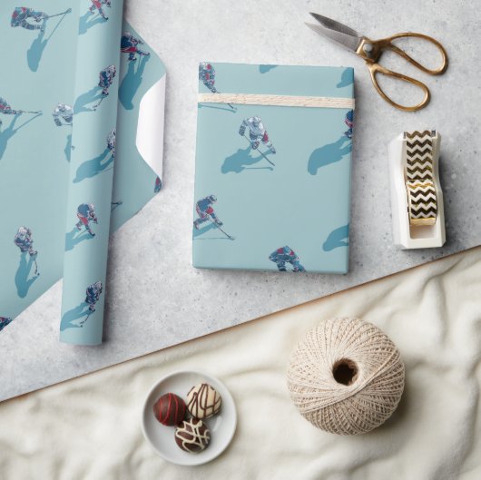 Hockeyspelers op ijs cadeaupapier (Crafts)