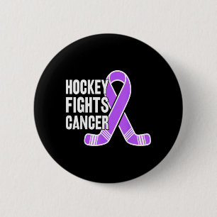 Hockeyspelers Vechten Paarse Lint Steun Kanker Ronde Button 5,7 Cm