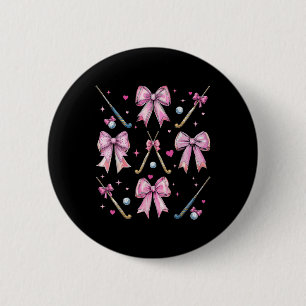 Hockeystick Meisje Coquette Boog Roze Moeder Ronde Button 5,7 Cm