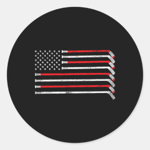 Hockeystick Vlag Usa Vervagende Hockeyspeler Vrouw Ronde Sticker