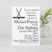 Hockeysticks en puck verjaardagsfeestje kaart (Staand voorkant)