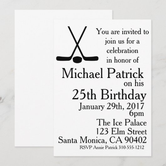 Hockeysticks en puck verjaardagsfeestje kaart (Voorkant / Achterkant)