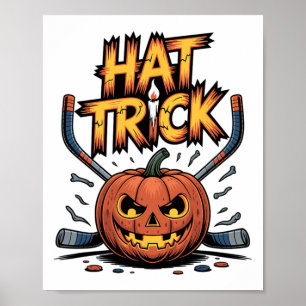 Hockeytruc Halloween Spelonkachtige Pompoen IJshoc Poster