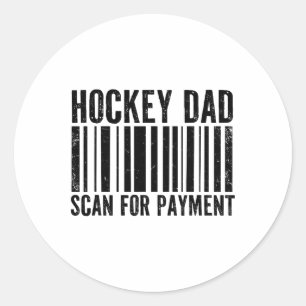 Hockeyvader scan voor betaling Grappige vader ijsh Ronde Sticker
