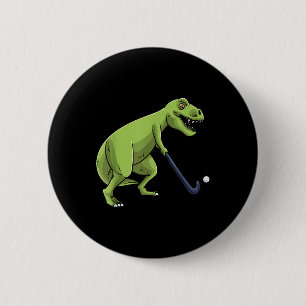 Hockeyveld Dinosaurus T-rex Speler Mannen Vrouwen  Ronde Button 5,7 Cm
