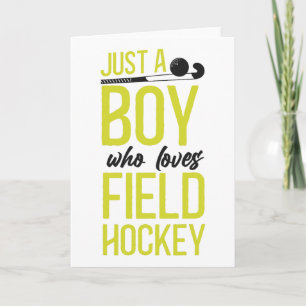 Hockeyveld Jongen Gewoon Een Jongen Die Van Hockey Kaart
