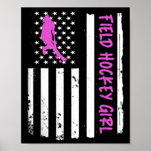 Hockeyveld Meisje Usa Vlag _1 Poster
