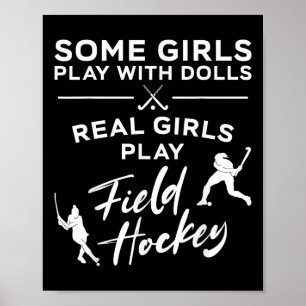 Hockeyveld Sommige Meisjes Spelen Met Poppen Echte Poster