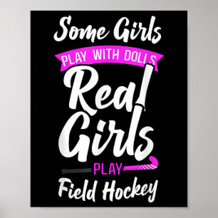 Hockeyveld Sommige Meisjes Spelen Met Poppen Echte Poster