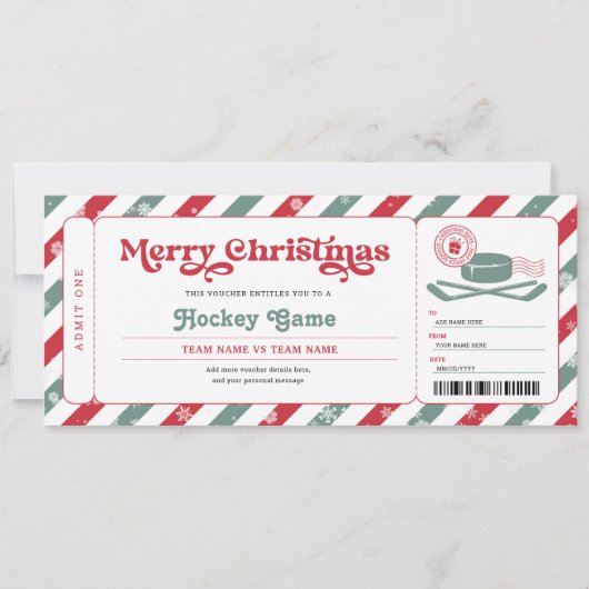 Hockeywedstrijd verrassingskerstcadeauticket kaart (Voorkant)