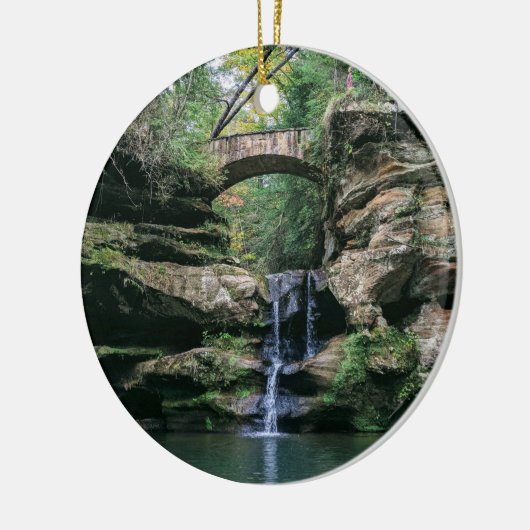 Hocking Hills Bovenste Herfsten Keramisch Ornament (Links)