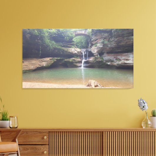 Hocking Hills Old Man Cave Upper Herfst Afbeelding Canvas Afdruk (Insitu (Woonkamer))