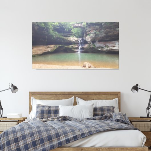 Hocking Hills Old Man Cave Upper Herfst Afbeelding Canvas Afdruk (Insitu (Slaapkamer))