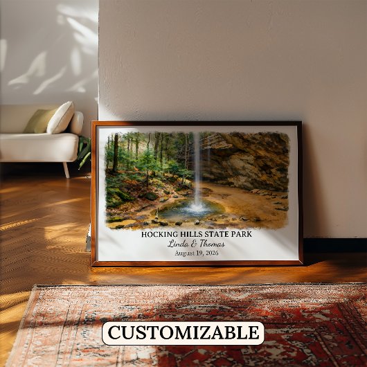 Hocking Hills State Park Ohio Poster, Aquarel Poster