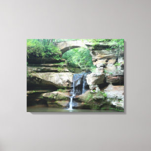 Hocking Hills Waterfall Old Man Cave Upper Herfst Canvas Afdruk