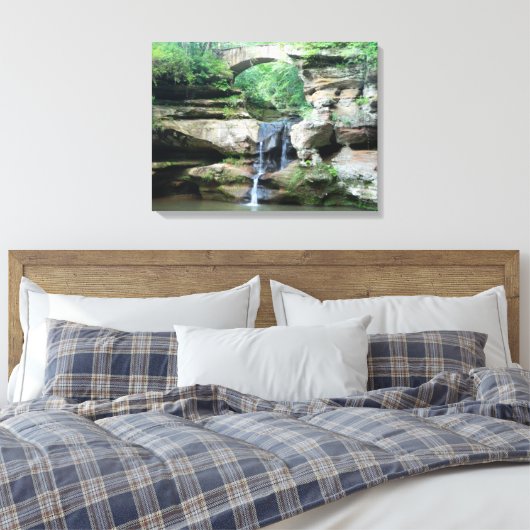 Hocking Hills Waterfall Oud Man Grot Boven Herfste Canvas Afdruk (Insitu (Slaapkamer))