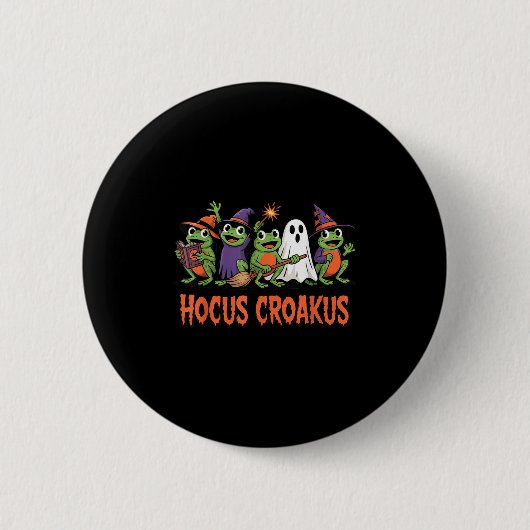 Hocus Croakus Frog Halloween Magic Spell Funny Wit Ronde Button 5,7 Cm (Voorkant)