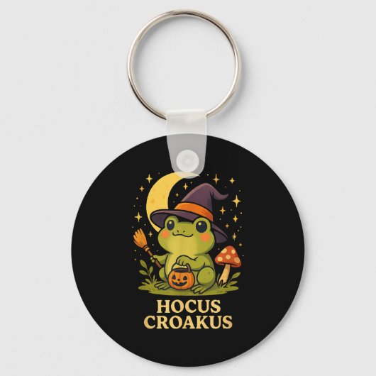 Hocus Croakus Schattige Frog Witch Halloween Shirt Sleutelhanger (Voorkant)