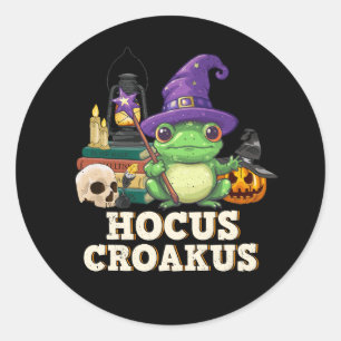 Hocus Croakus Spooky Halloween Frog Witch Pet Funn Ronde Sticker