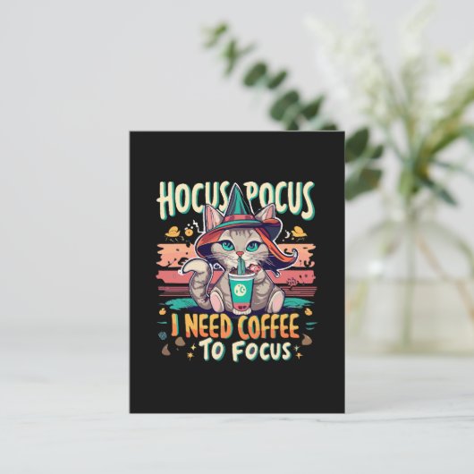 Hocus Focus - Ik heb koffie nodig om me te concent Feestdagenkaart (Staand voorkant)