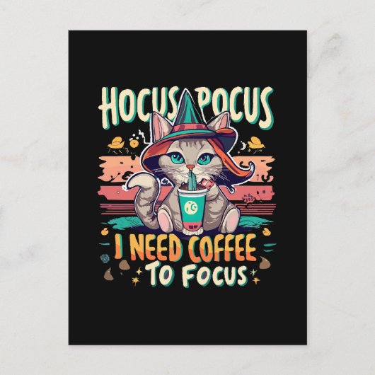 Hocus Focus - Ik heb koffie nodig om me te concent Feestdagenkaart (Voorkant)