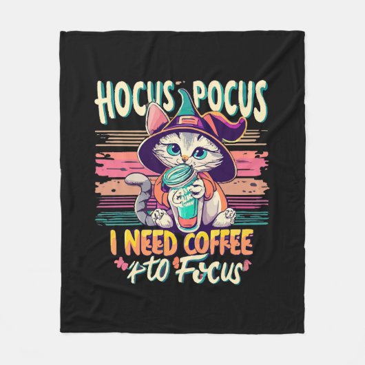 Hocus Focus - Ik heb koffie nodig om me te concent Fleece Deken (Voorkant)