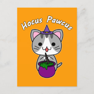 Hocus Pawcus - Gray Tabby Cat - White Writing Feestdagenkaart
