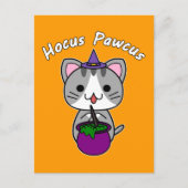 Hocus Pawcus - Gray Tabby Cat - White Writing Feestdagenkaart (Voorkant)