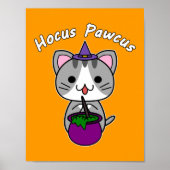 Hocus Pawcus - Gray Tabby Cat - White Writing Poster (Voorkant)