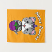 Hocus Pawcus - Gray Tabby Cat - White Writing Wandkleed (Voorkant (horizontaal))