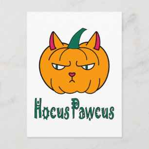 Hocus pawcus Halloween pompoen gember kat magie Briefkaart