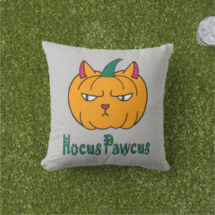 Hocus pawcus Halloween pompoen gember kat magie Buitenkussen