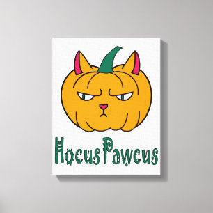 Hocus pawcus Halloween pompoen gember kat magie Canvas Afdruk