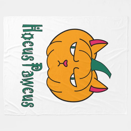 Hocus pawcus Halloween pompoen gember kat magie Fleece Deken (Voorkant (Horizontaal))