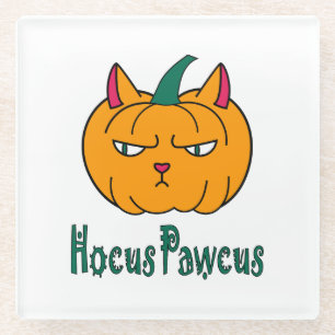 Hocus pawcus Halloween pompoen gember kat magie Glazen Onderzetter