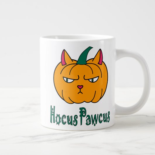 Hocus pawcus Halloween pompoen gember kat magie Grote Koffiekop (Rechts)