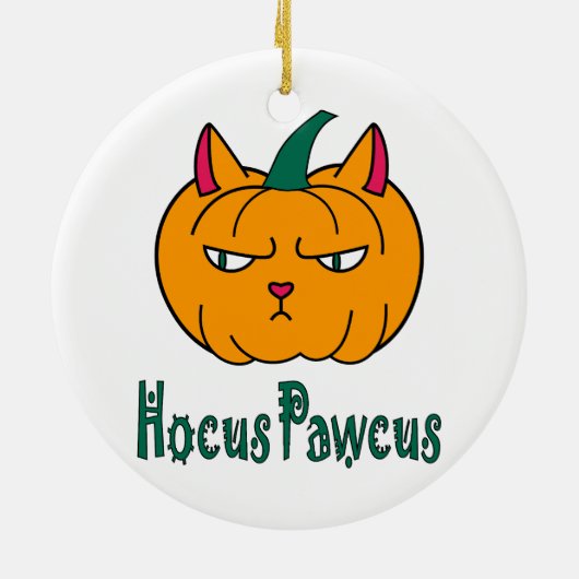 Hocus pawcus Halloween pompoen gember kat magie Keramisch Ornament (Achterkant)