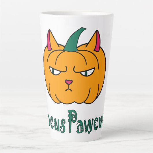 Hocus pawcus Halloween pompoen gember kat magie Latte Mok (Voorkant)
